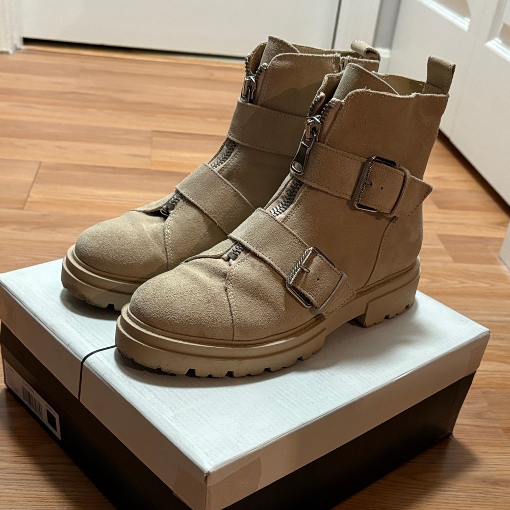 Dolce Vita Avari Tan Buckle Ankle Boots